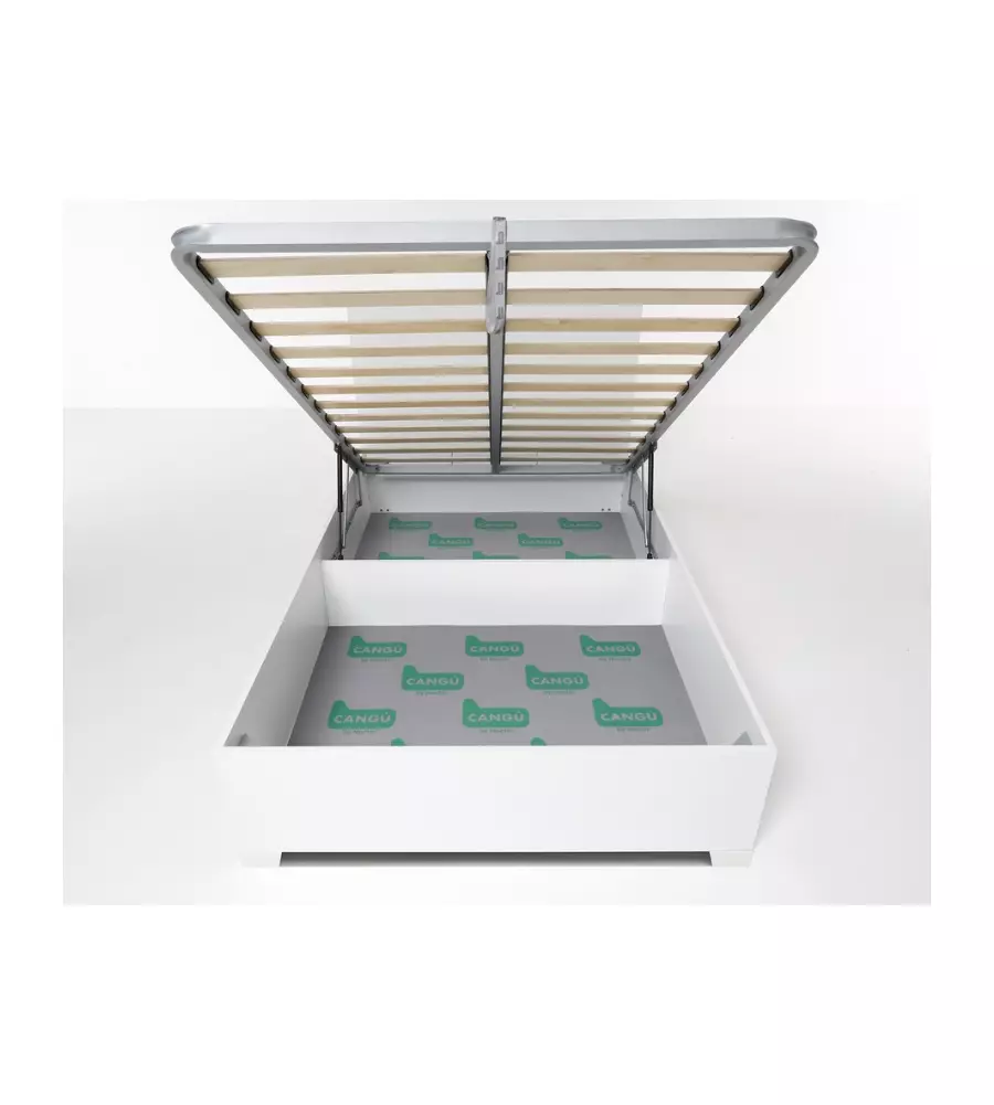 LETTO PIAZZA E MEZZA CONTENITORE CON PIEDINI "HI BOX" BIANCO 120X190 CM
